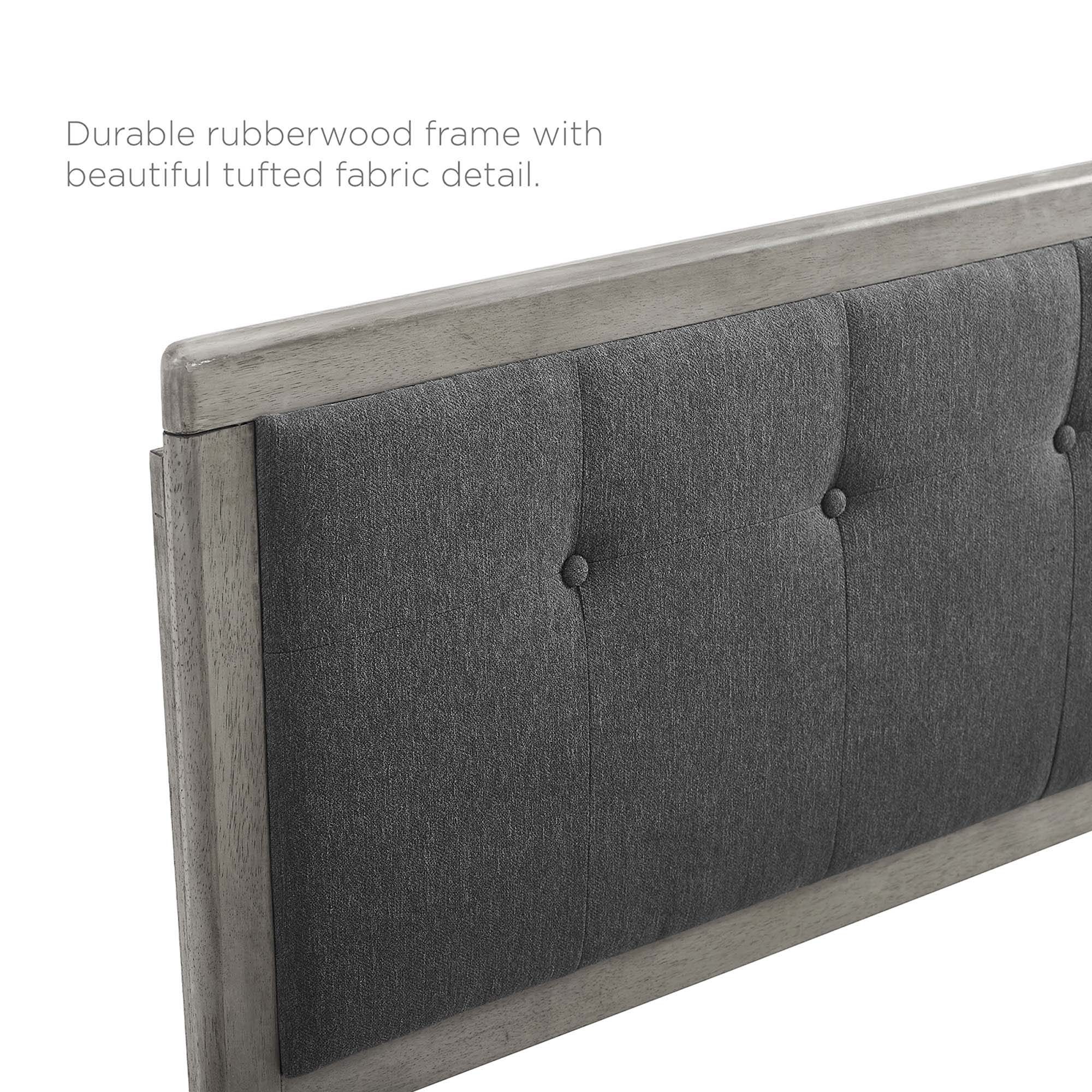 Willow Wood Platform Bed With Angular Frame - Walnut Beige