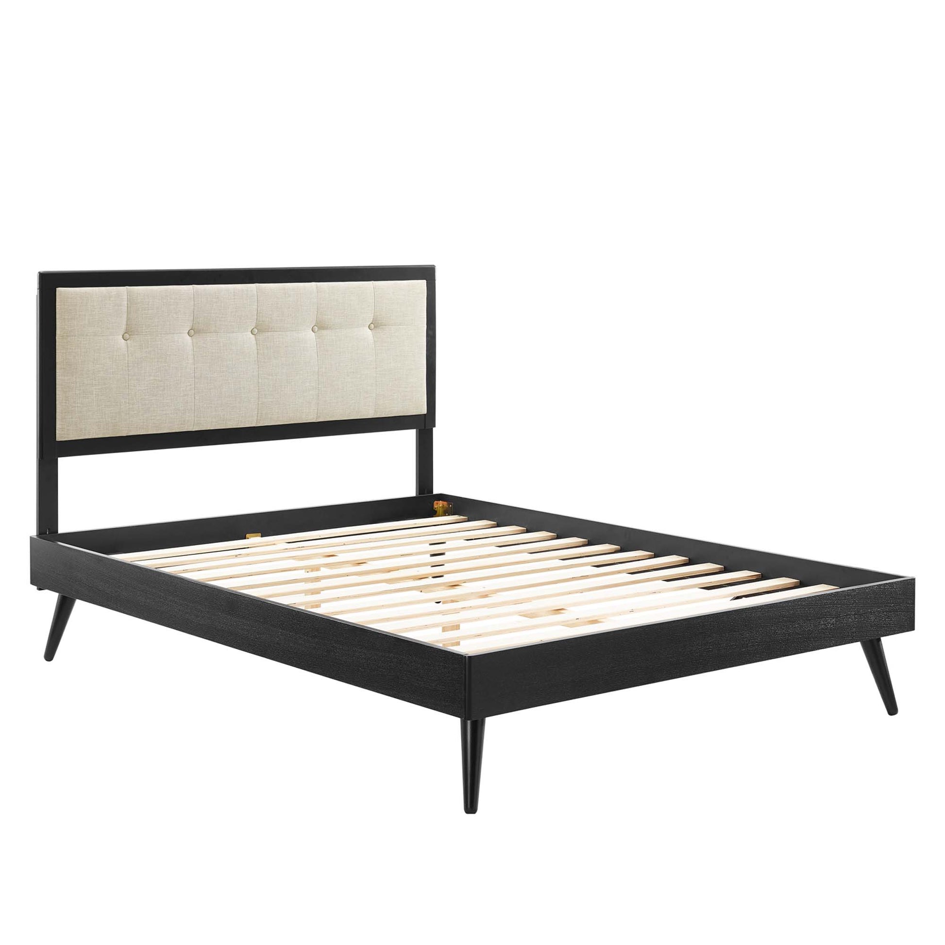 Willow Wood Platform Bed With Splayed Legs - Walnut Charcoal