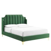 Daniella Performance Velvet Queen Platform Bed - Emerald