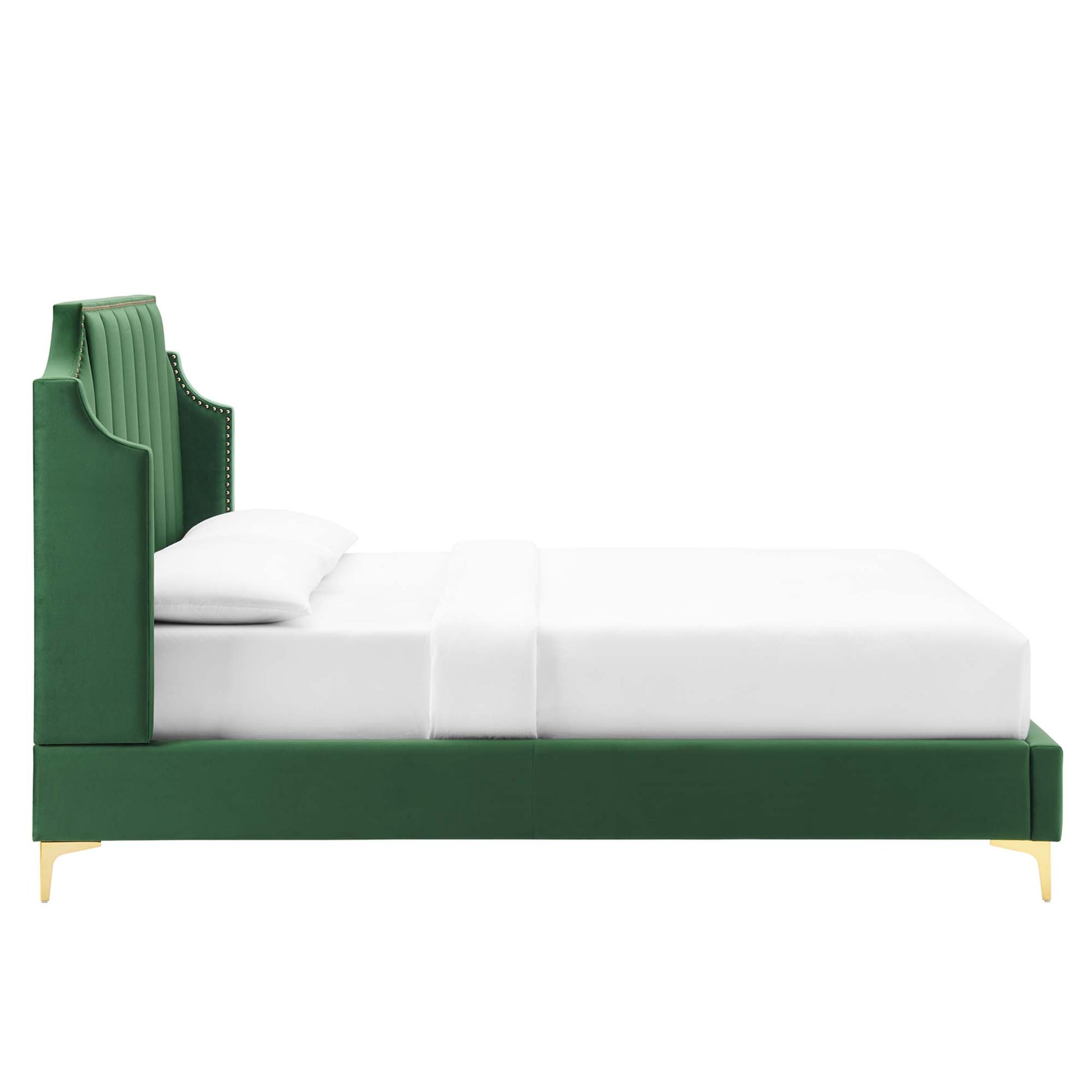 Daniella Performance Velvet Queen Platform Bed - Gray