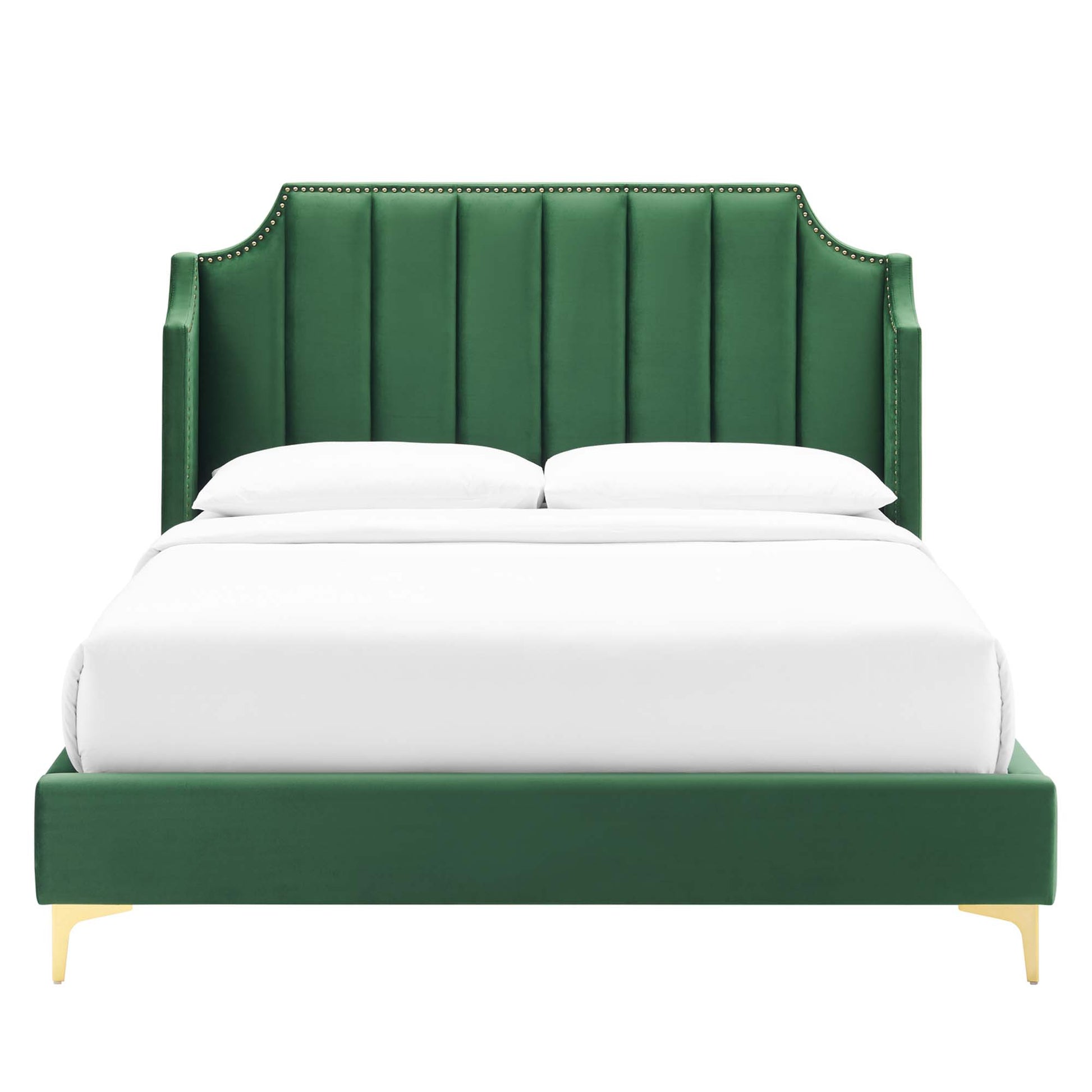 Daniella Performance Velvet Queen Platform Bed - Navy
