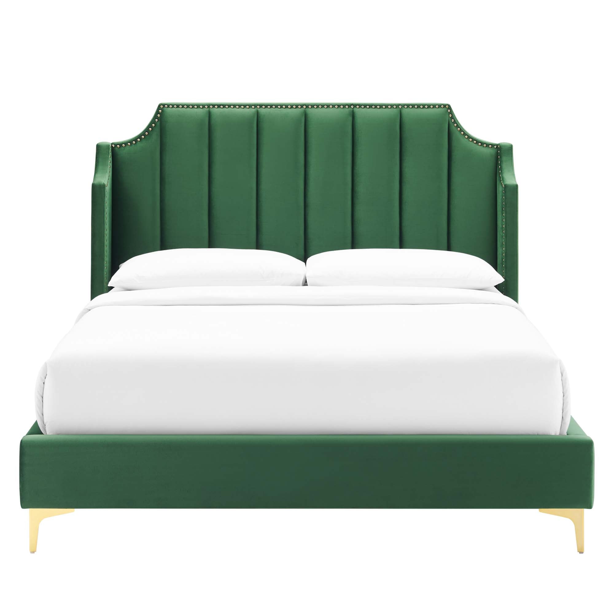 Daniella Performance Velvet Queen Platform Bed - Navy