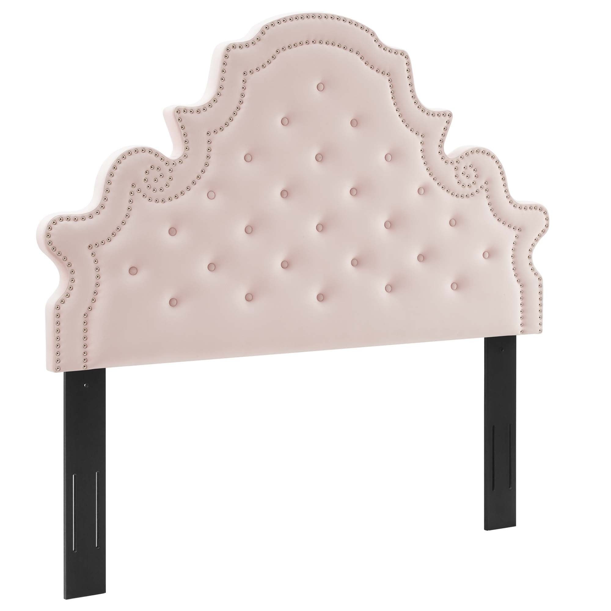 Gwyneth Tufted Performance Velvet Platform Bed With Gold Metal Legs