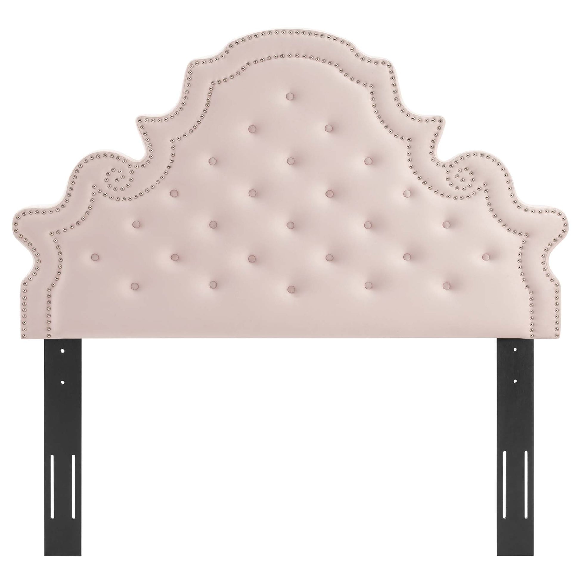 Gwyneth Tufted Performance Velvet Platform Bed With Gold Metal Legs