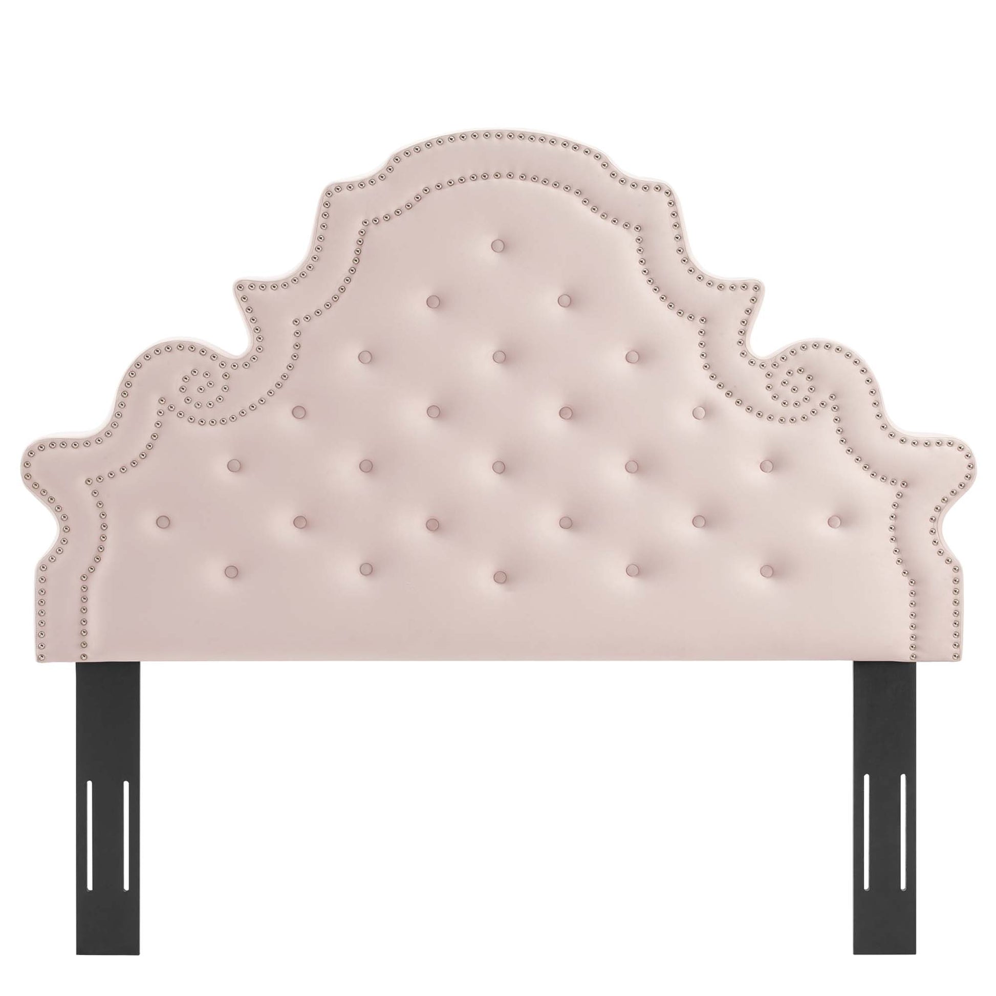 Gwyneth Tufted Performance Velvet Platform Bed With Gold Metal Legs