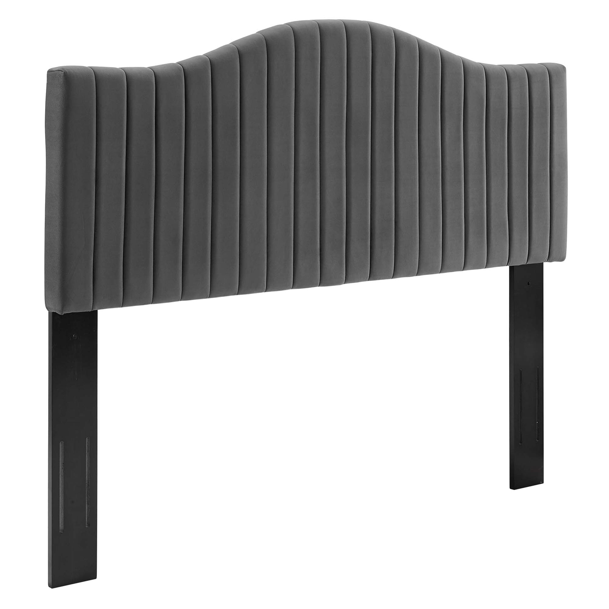 Brielle Channel Tufted Performance Velvet Twin Headboard - Charcoal
