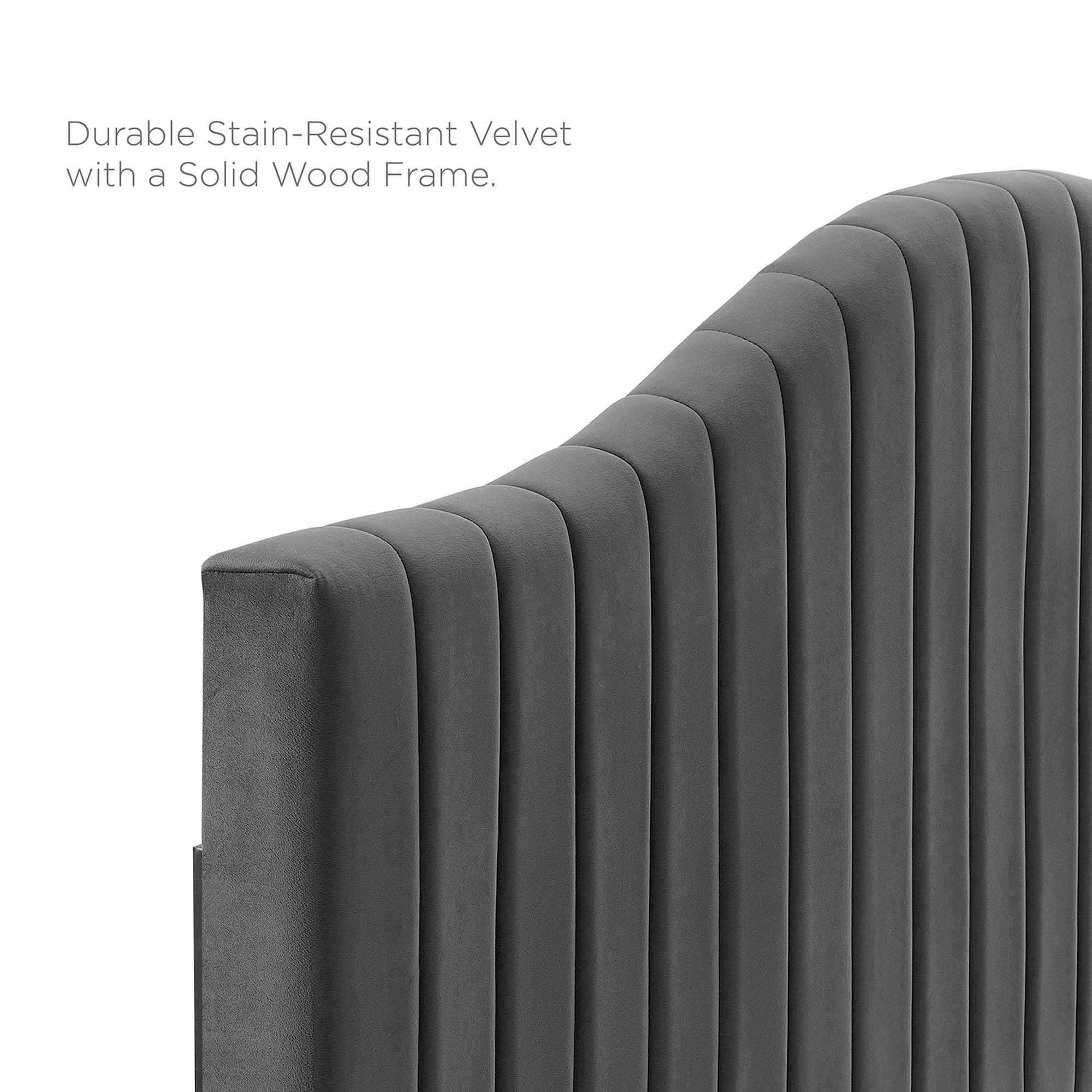 Brielle Channel Tufted Performance Velvet Twin Headboard - Teal