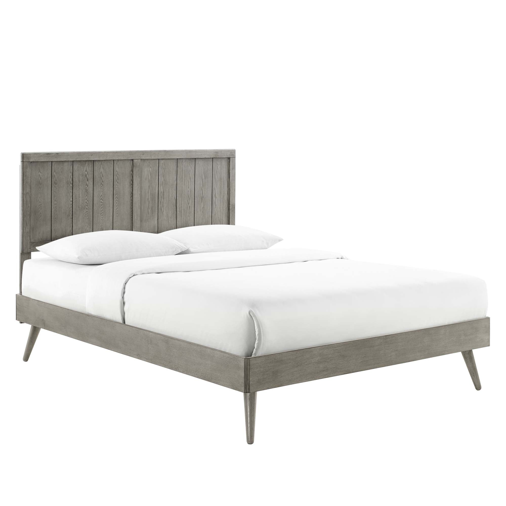 Alana Wood Full Platform Bed With Splayed Legs