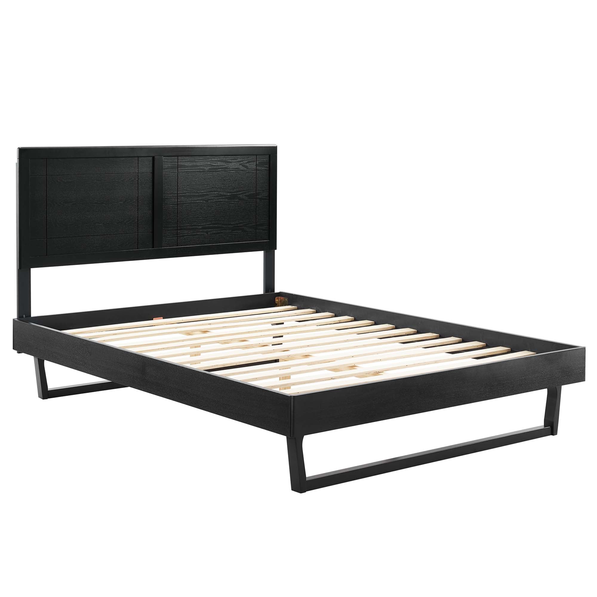 Marlee Wood Full Platform Bed With Angular Frame