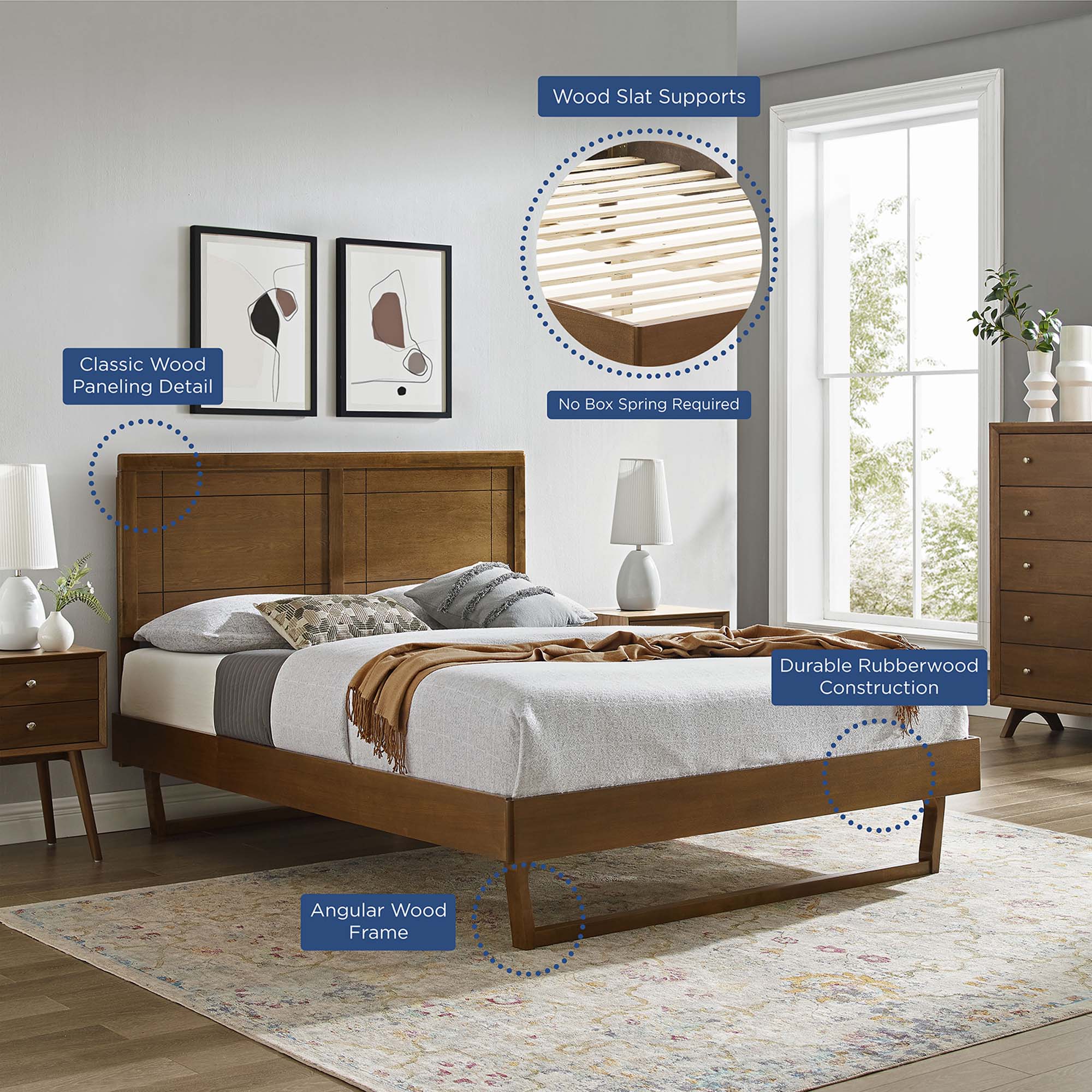Marlee Wood King Platform Bed With Angular Frame