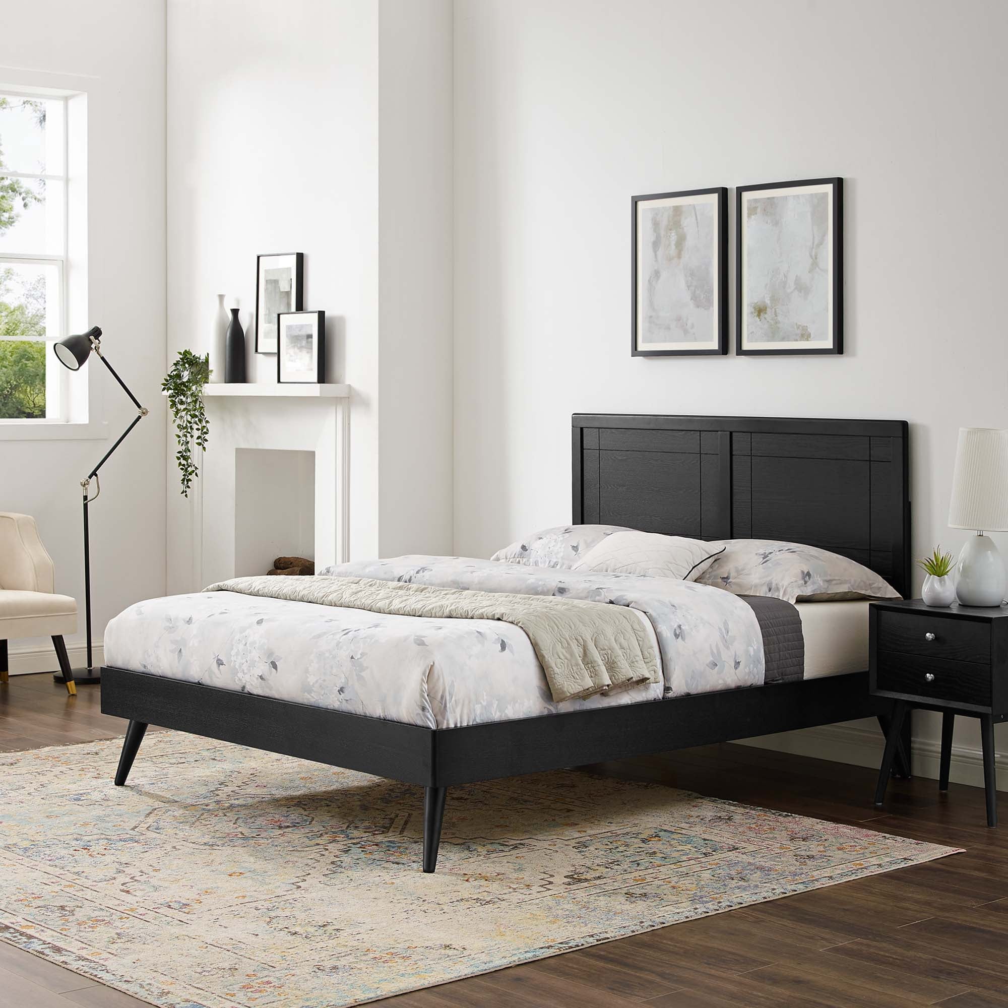 Marlee Wood Full Platform Bed With Splayed Legs