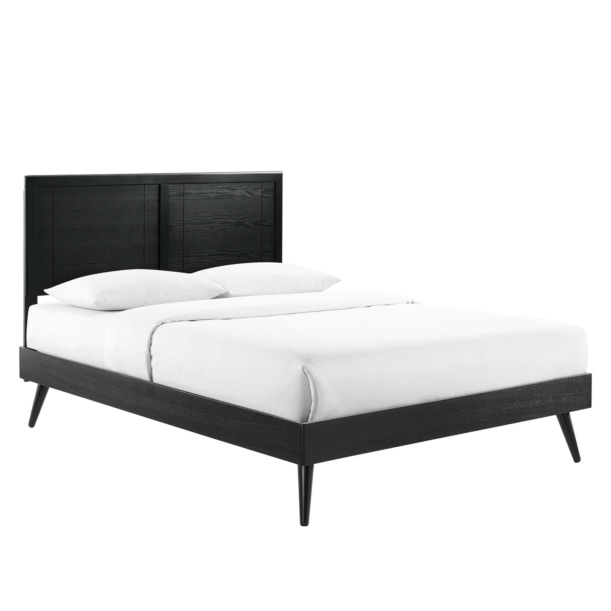 Marlee Wood King Platform Bed With Splayed Legs - Black