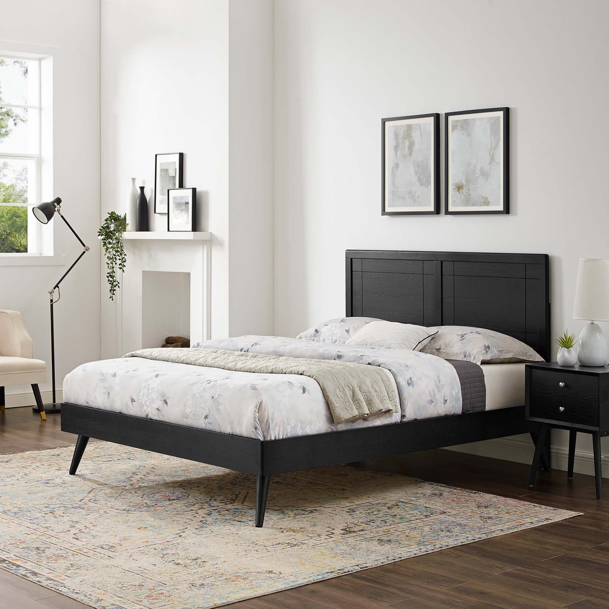 Marlee Wood King Platform Bed With Splayed Legs