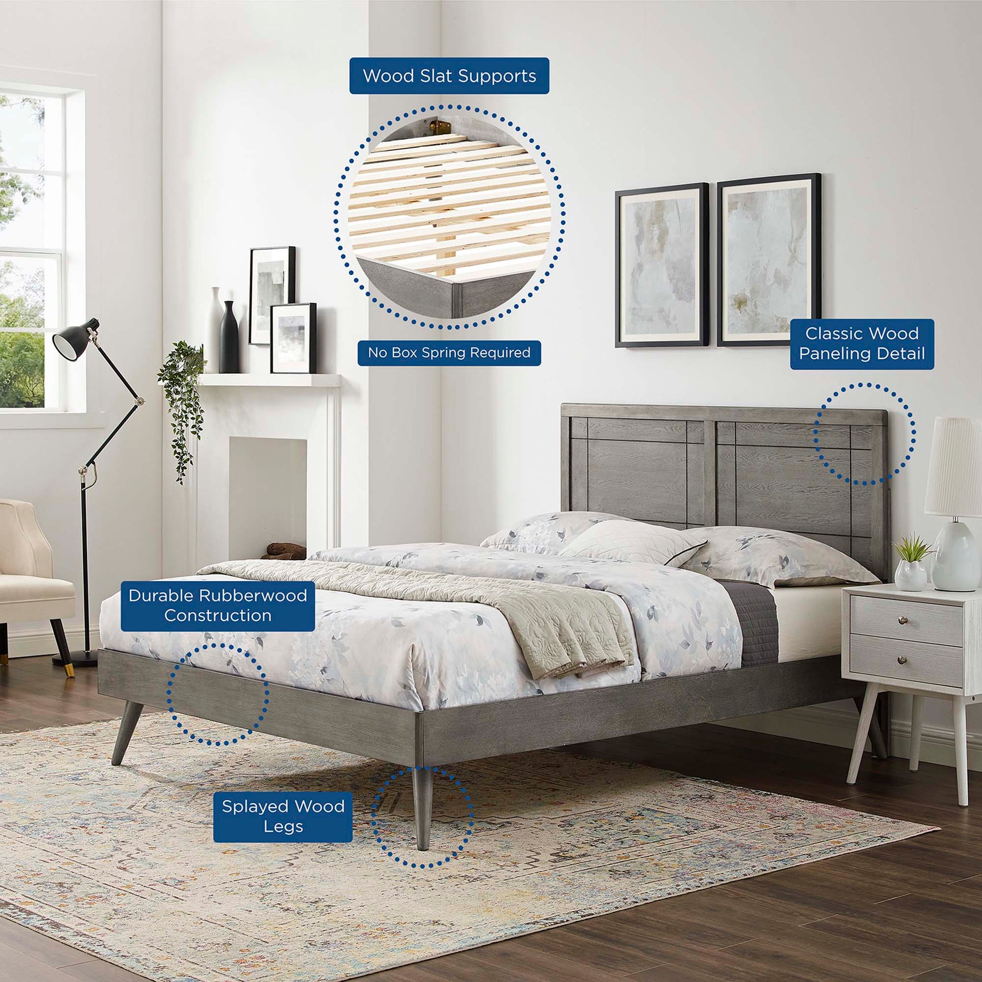 Marlee Wood King Platform Bed With Splayed Legs