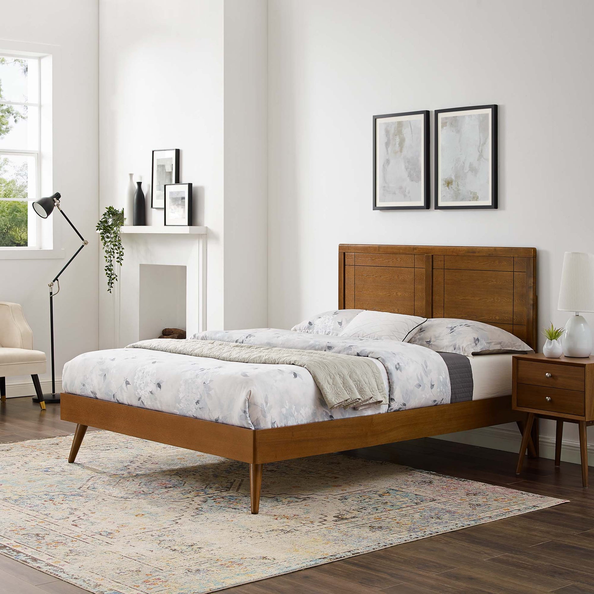 Marlee Wood King Platform Bed With Splayed Legs