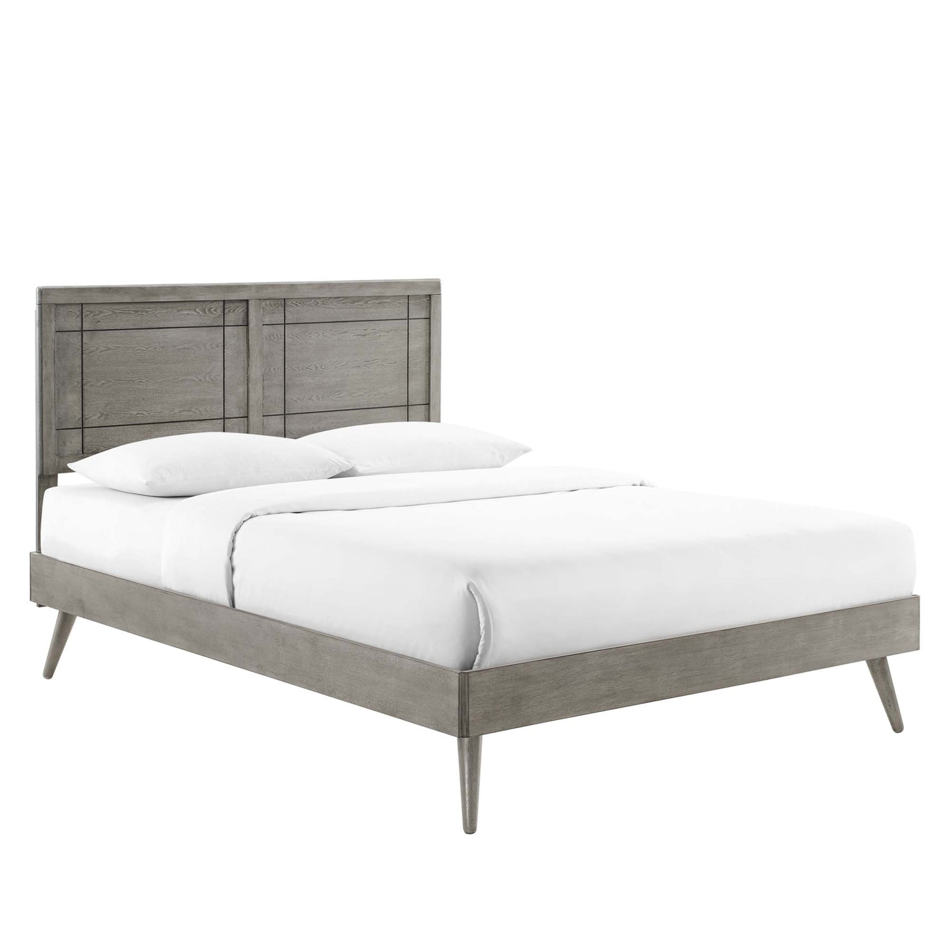 Marlee Wood Twin Platform Bed With Splayed Legs - Gray
