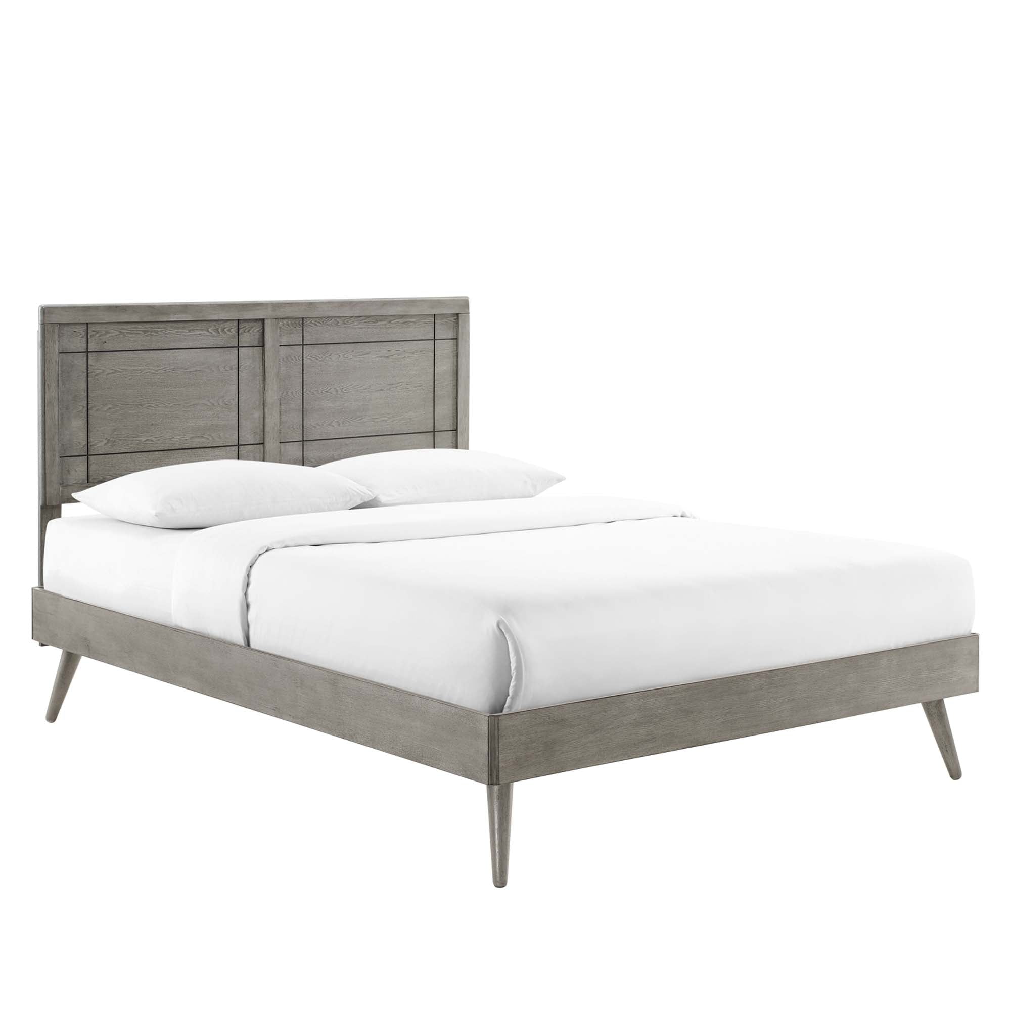 Marlee Wood Twin Platform Bed With Splayed Legs - Gray