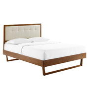 Willow Wood Full Platform Bed With Angular Frame - Walnut Beige