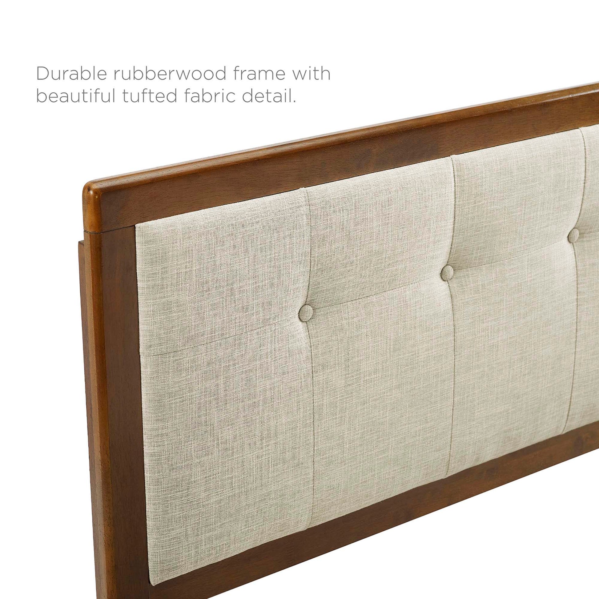 Willow Wood Full Platform Bed With Angular Frame - Walnut Charcoal