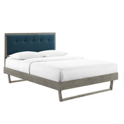 Willow Wood King Platform Bed With Angular Frame - Gray Azure
