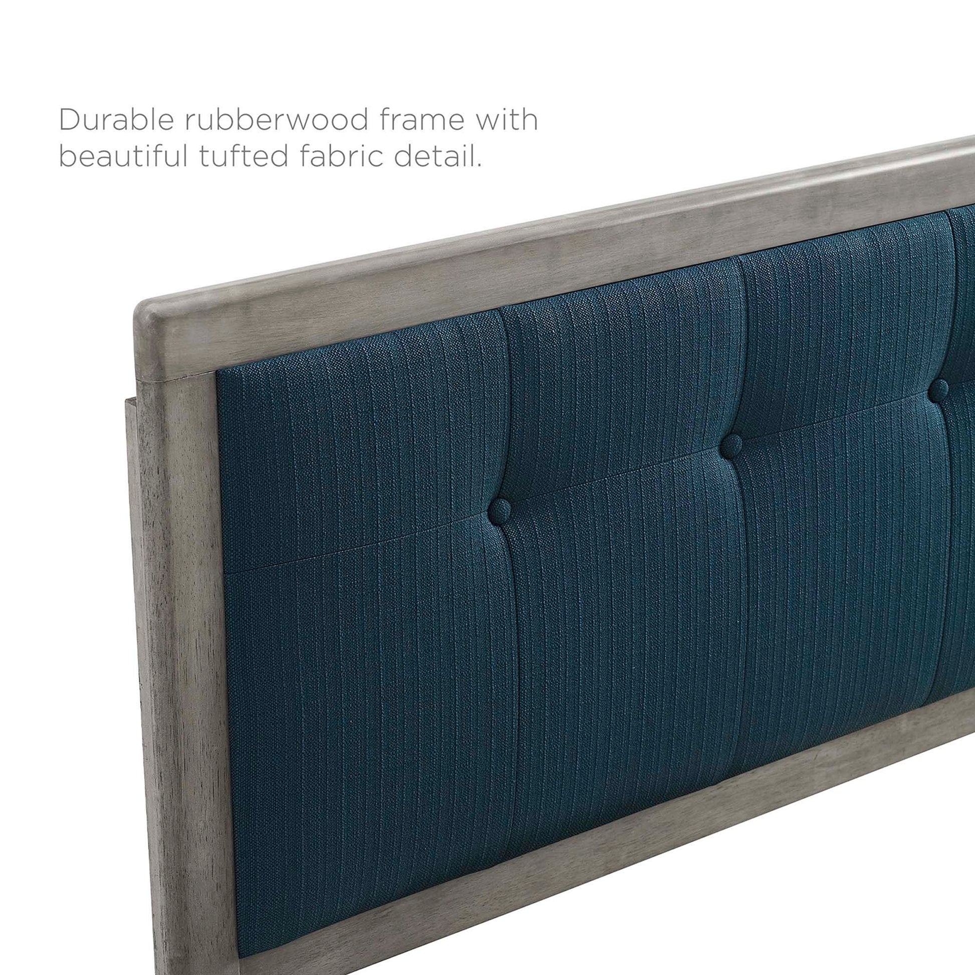 Willow Wood King Platform Bed With Angular Frame - Gray Charcoal