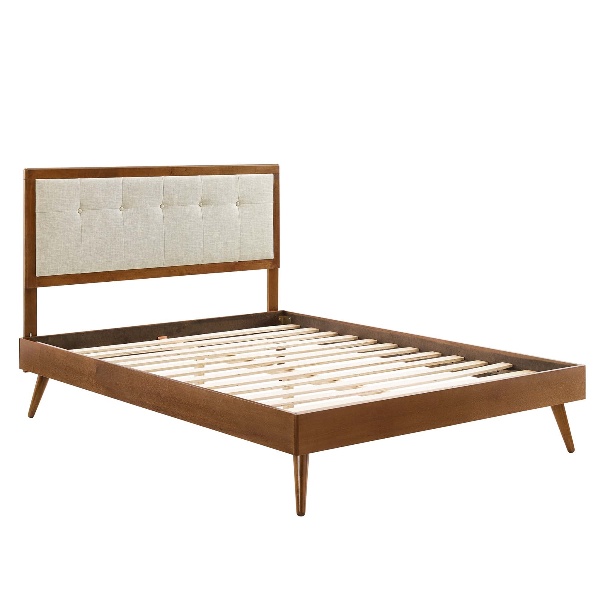 Willow Wood Full Platform Bed With Splayed Legs - Walnut Charcoal