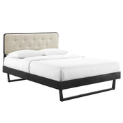 Bridgette Wood Full Platform Bed With Angular Frame - Black Beige