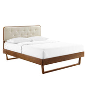 Bridgette Wood King Platform Bed With Angular Frame - Walnut Beige