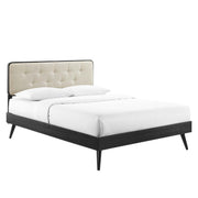 Bridgette Wood King Platform Bed With Splayed Legs - Black Beige