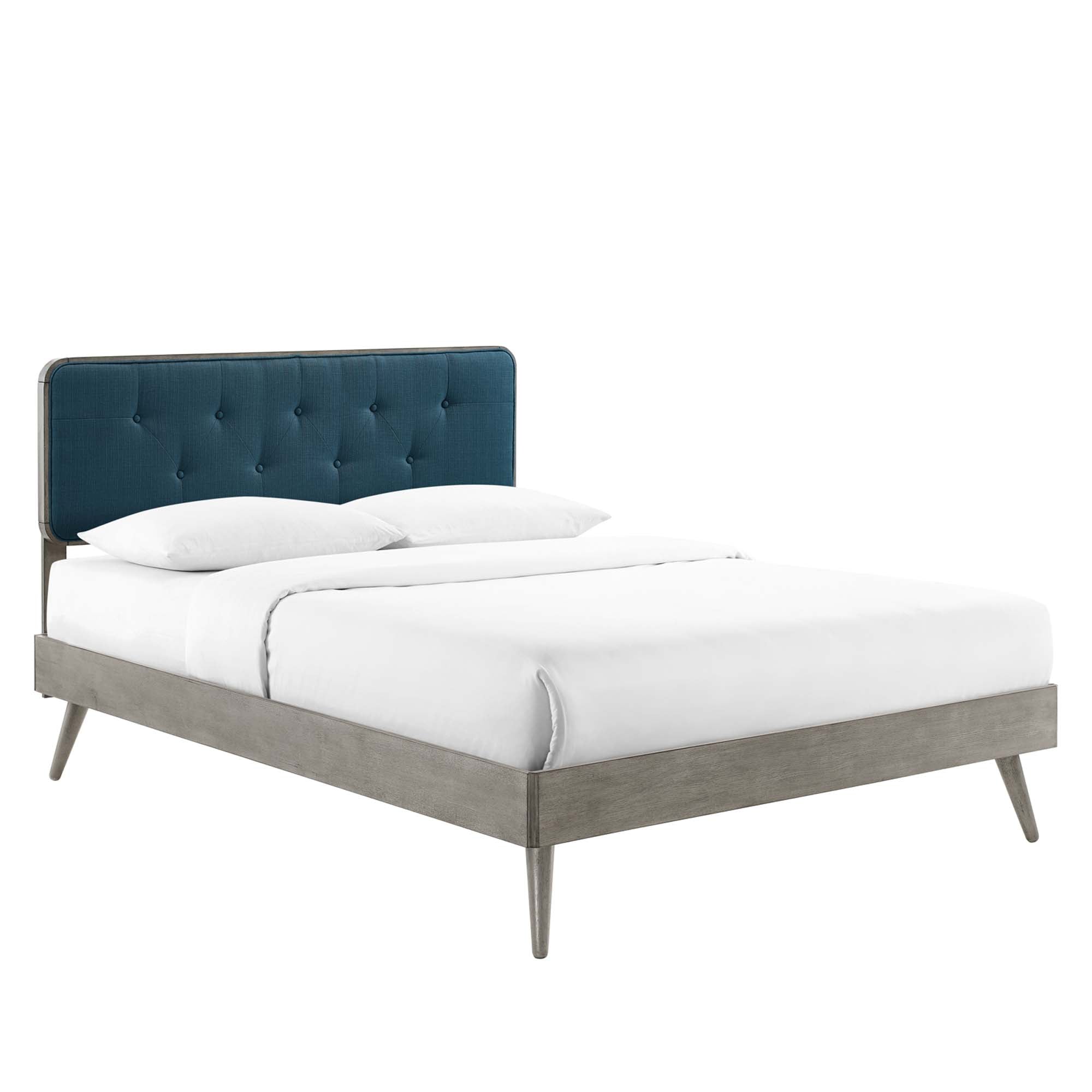 Bridgette Wood Twin Platform Bed With Splayed Legs - Gray Azure