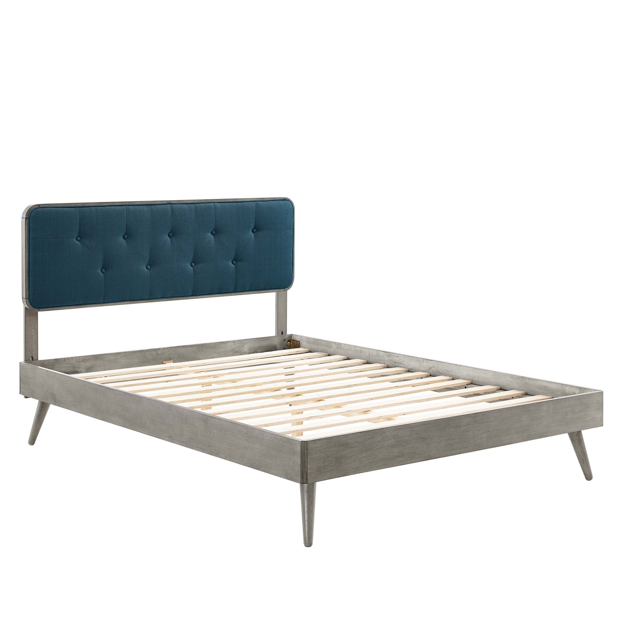 Bridgette Wood Twin Platform Bed With Splayed Legs - Walnut Beige