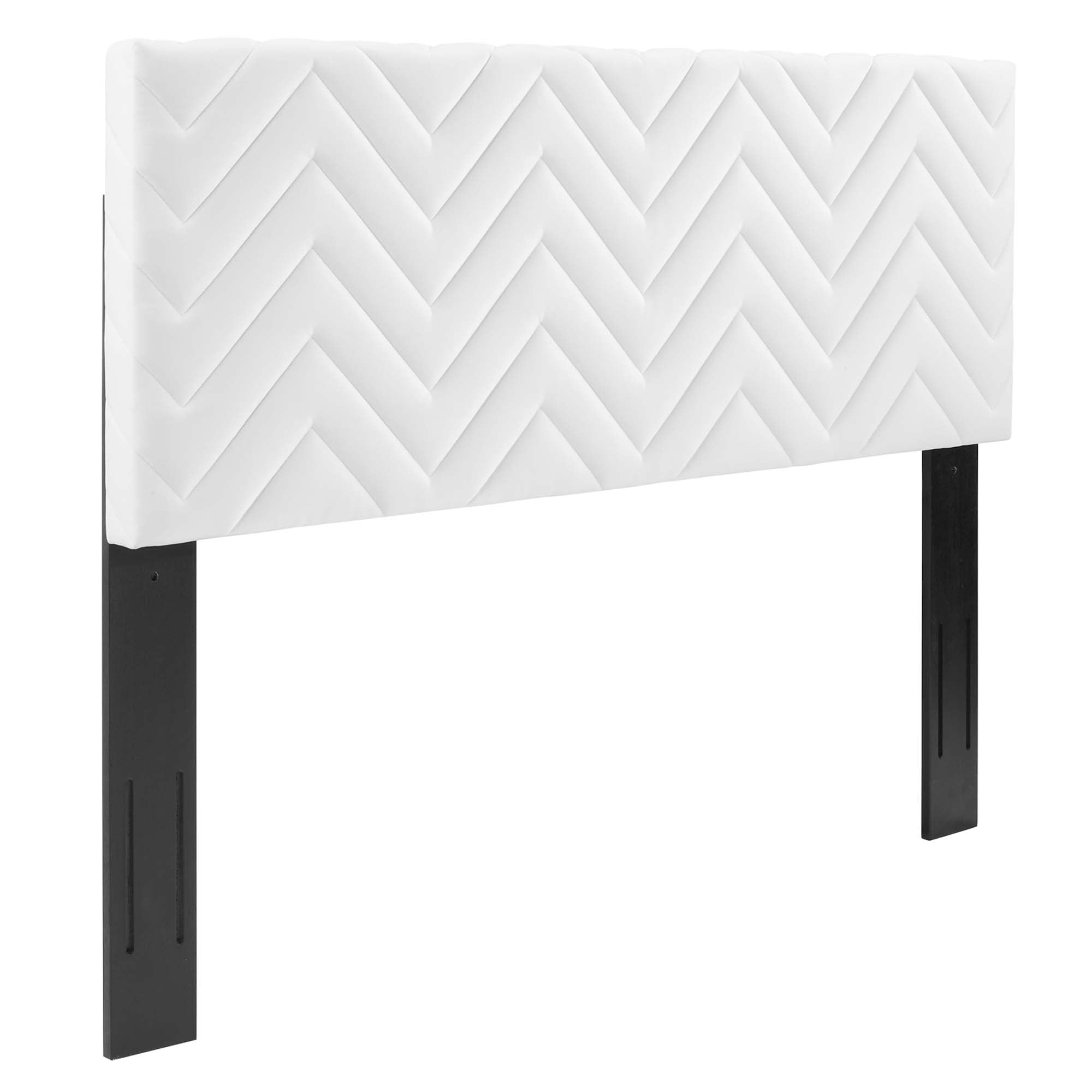 Mercy Chevron Tufted Performance Velvet Headboard - White