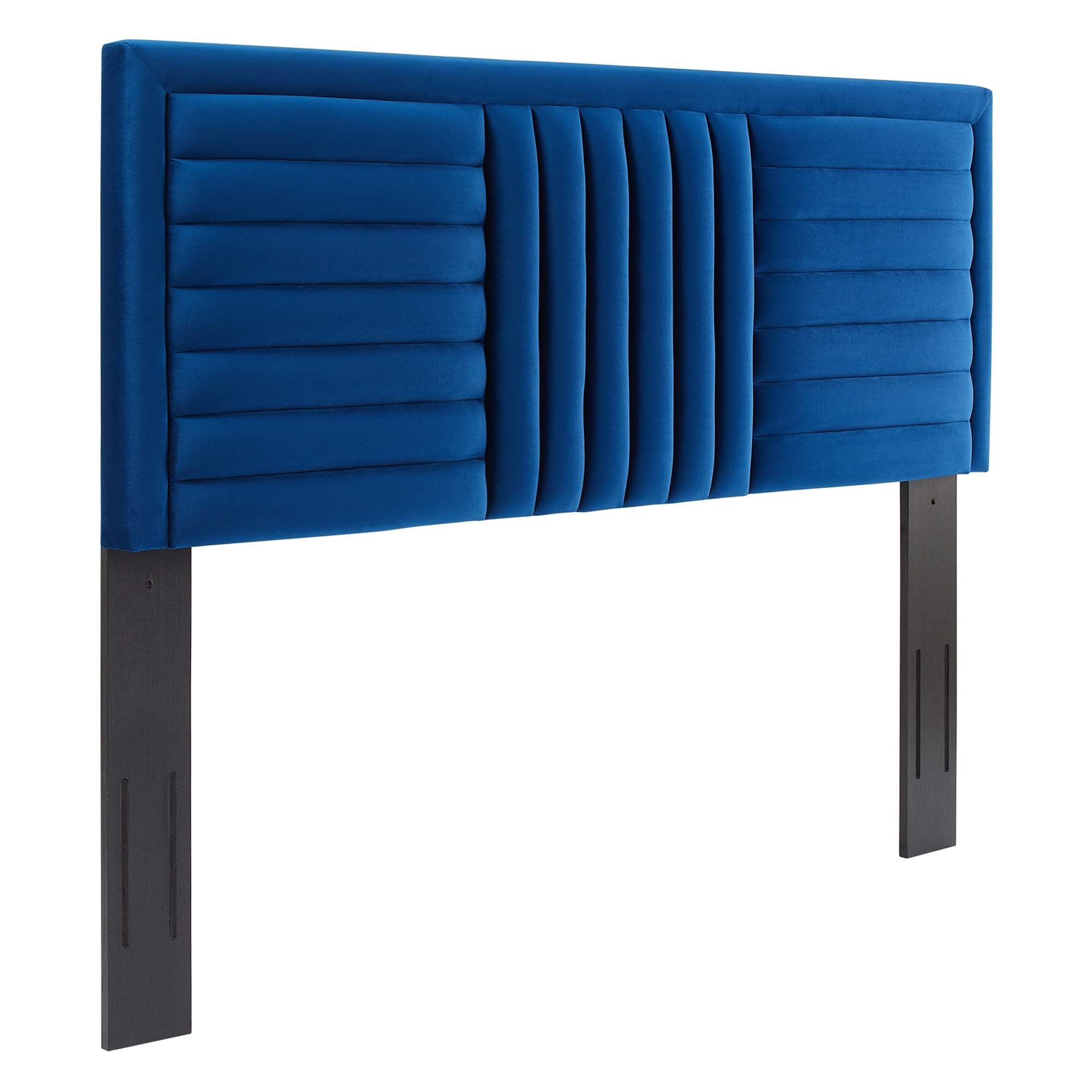 Believe Channel Tufted Performance Velvet Headboard - Navy