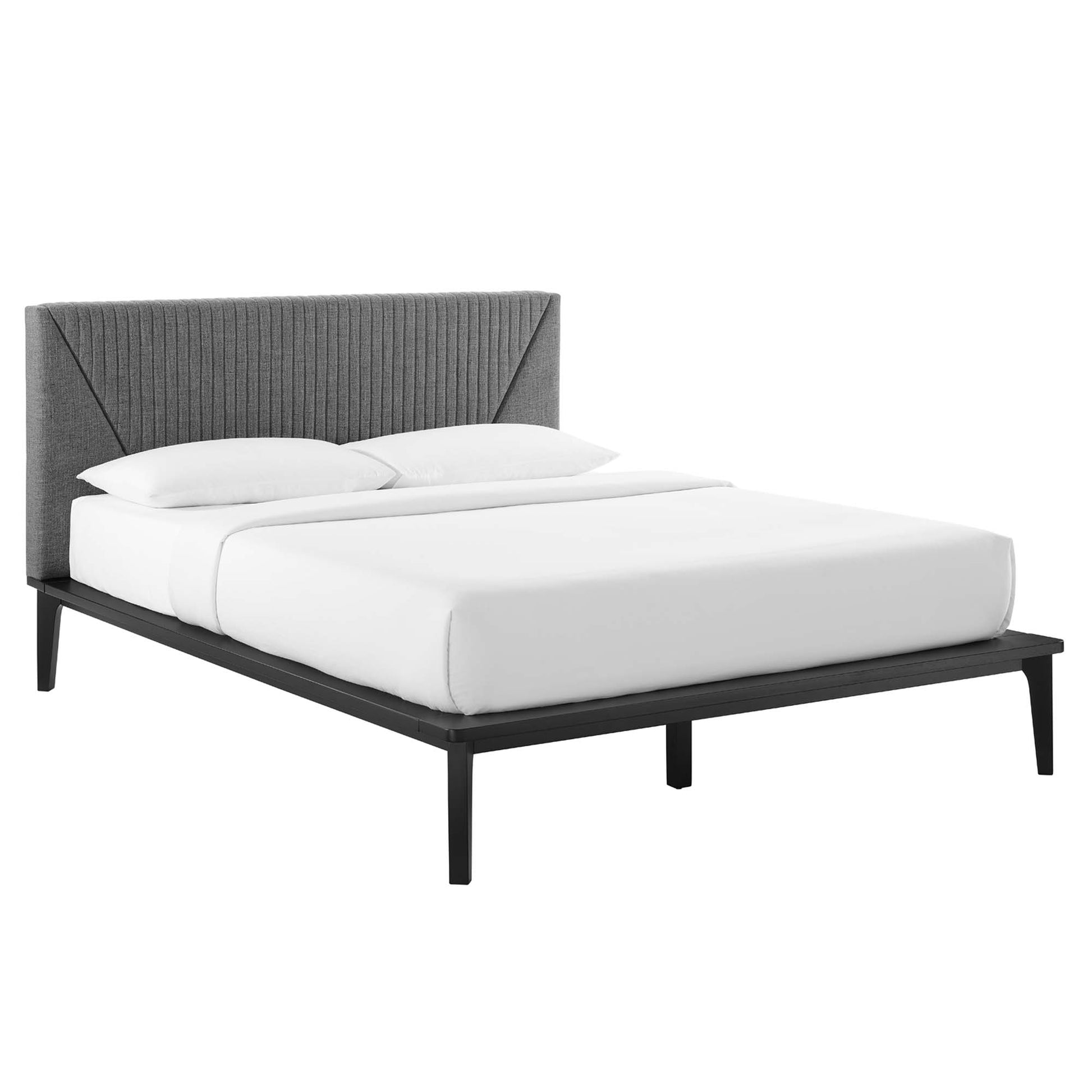 Dakota Upholstered Platform Bed - Black Gray