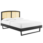 Sierra Cane and Wood Platform Bed With Angular Legs - Black