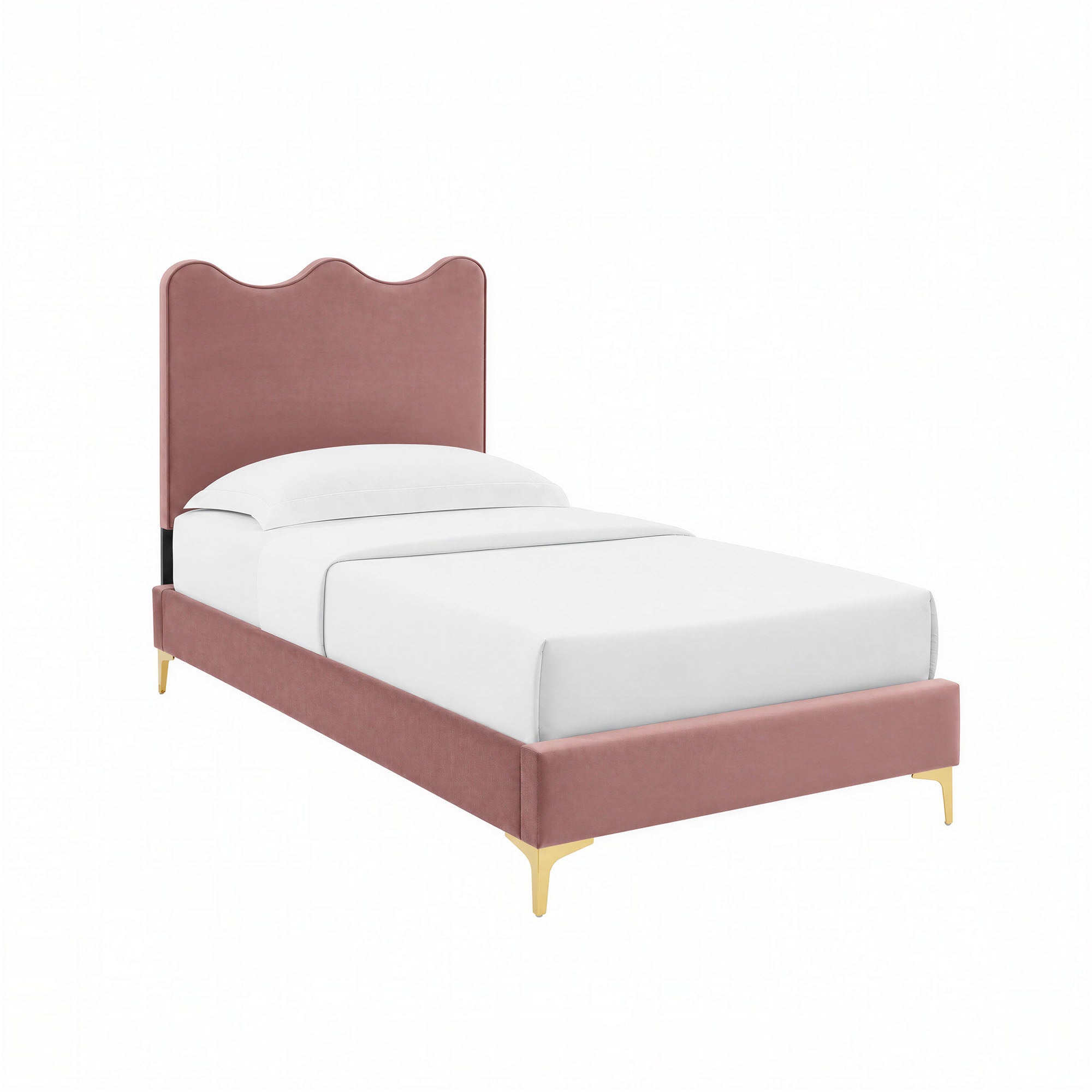 Current Performance Velvet Twin Platform Bed - Dusty Rose