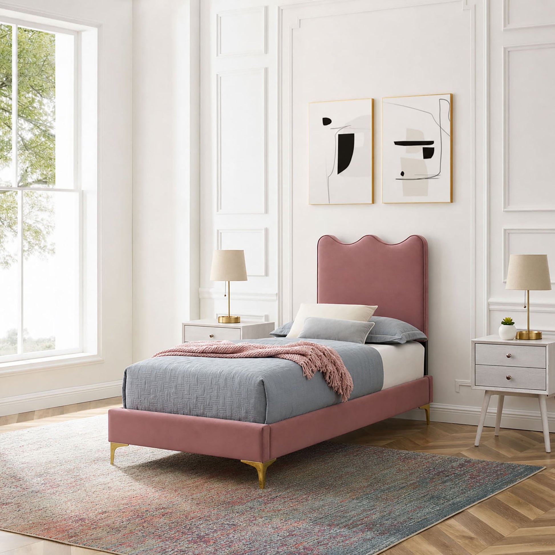 Current Performance Velvet Twin Platform Bed