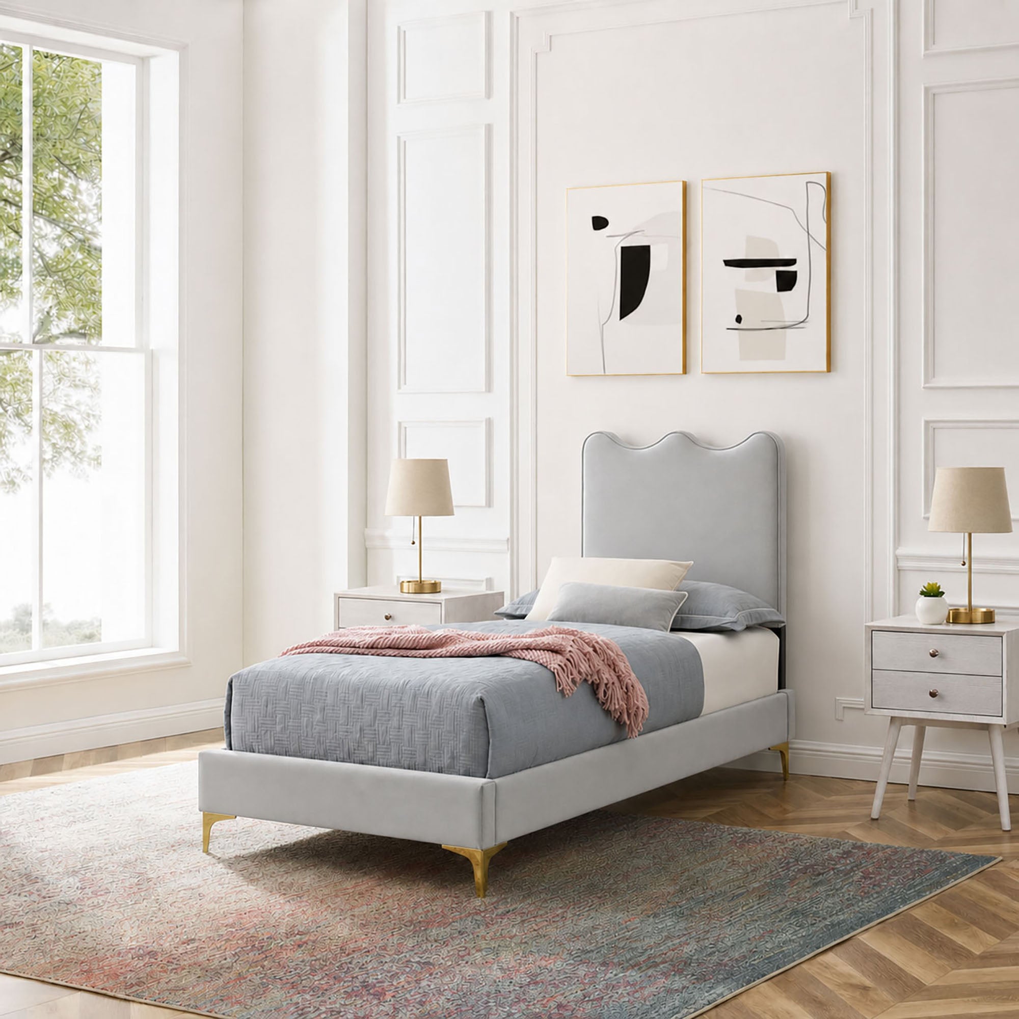 Current Performance Velvet Twin Platform Bed
