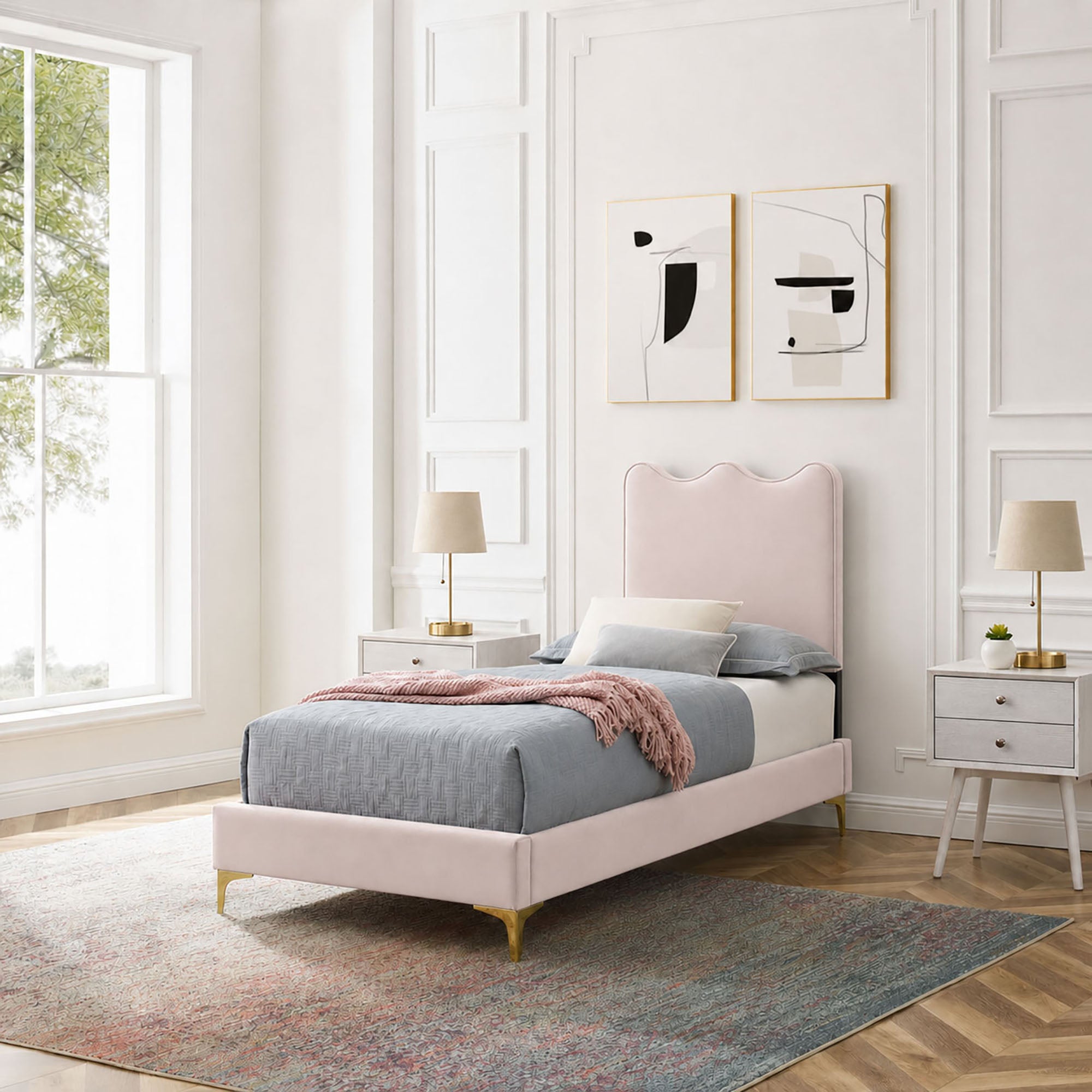 Current Performance Velvet Twin Platform Bed