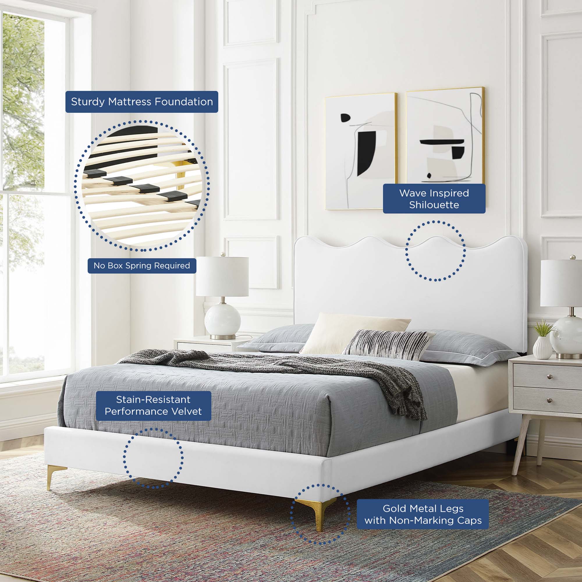 Current Performance Velvet Twin Platform Bed