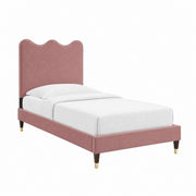 Current Performance Velvet Twin Platform Bed - Dusty Rose