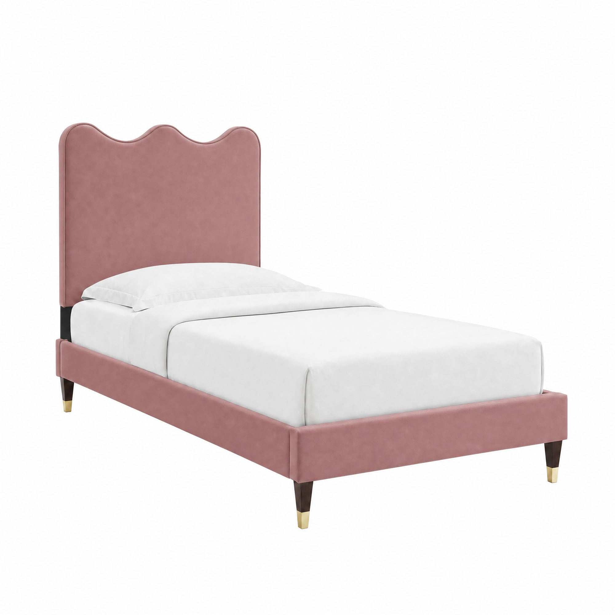 Current Performance Velvet Twin Platform Bed - Dusty Rose