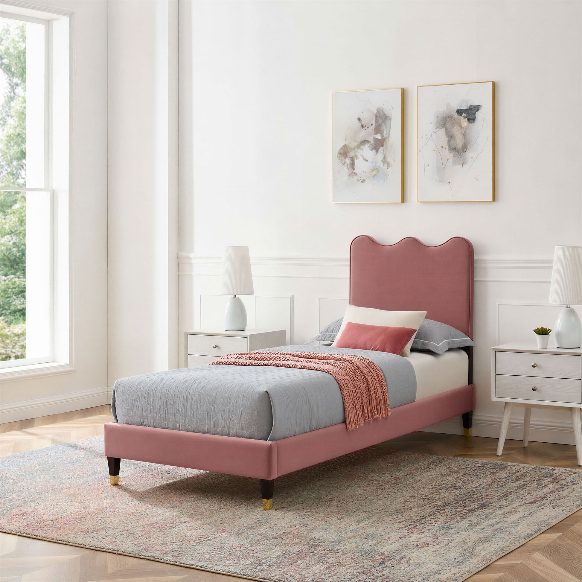 Current Performance Velvet Twin Platform Bed