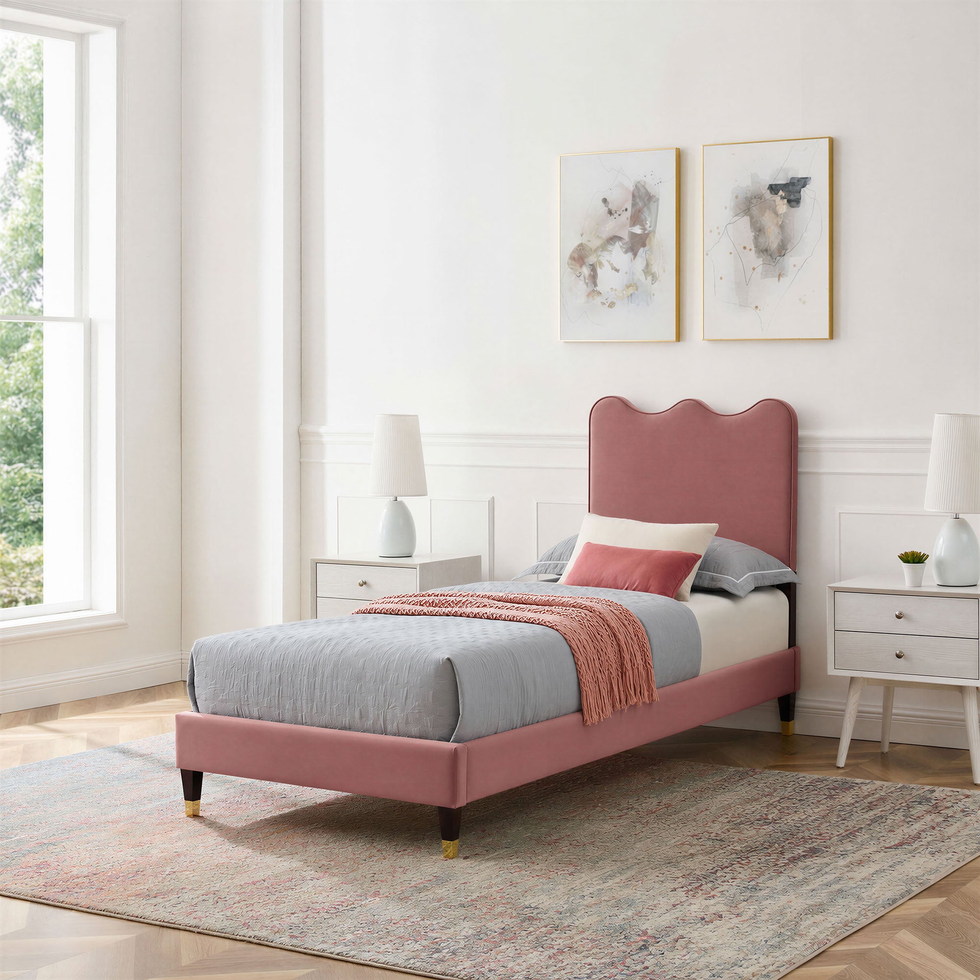 Current Performance Velvet Twin Platform Bed