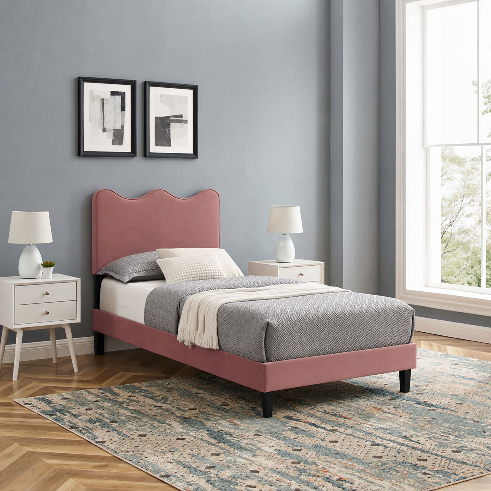 Current Performance Velvet Twin Platform Bed