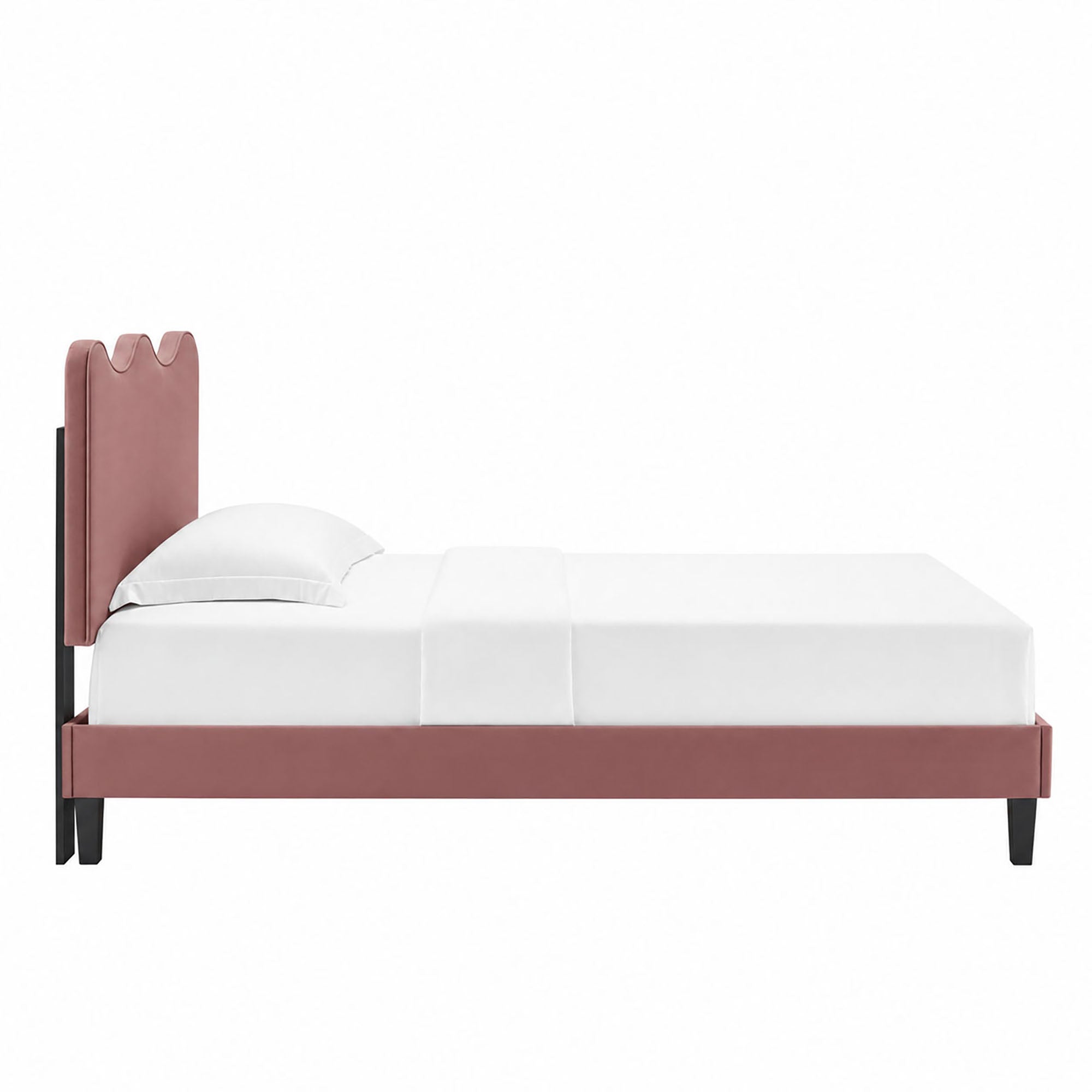 Current Performance Velvet Twin Platform Bed - White