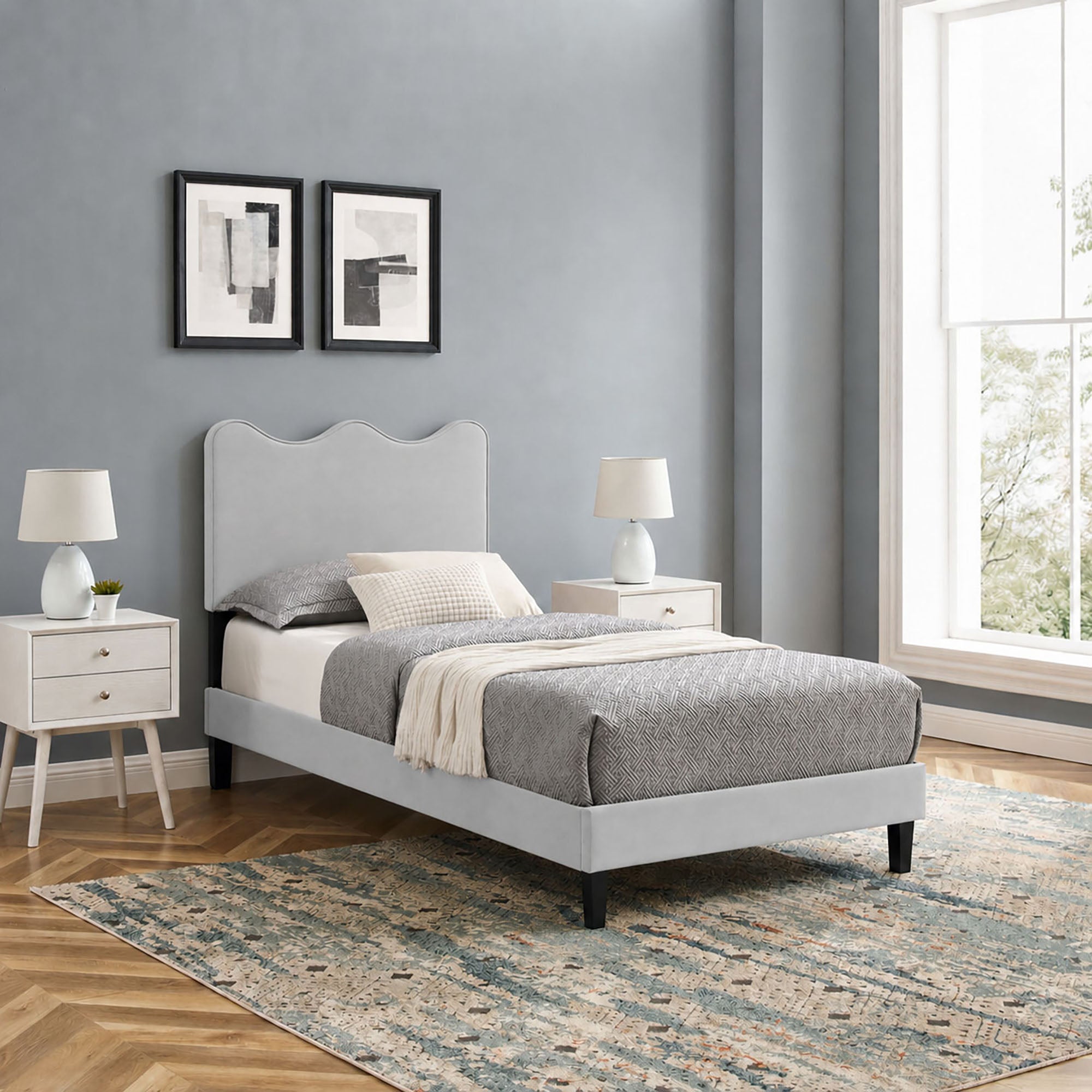 Current Performance Velvet Twin Platform Bed