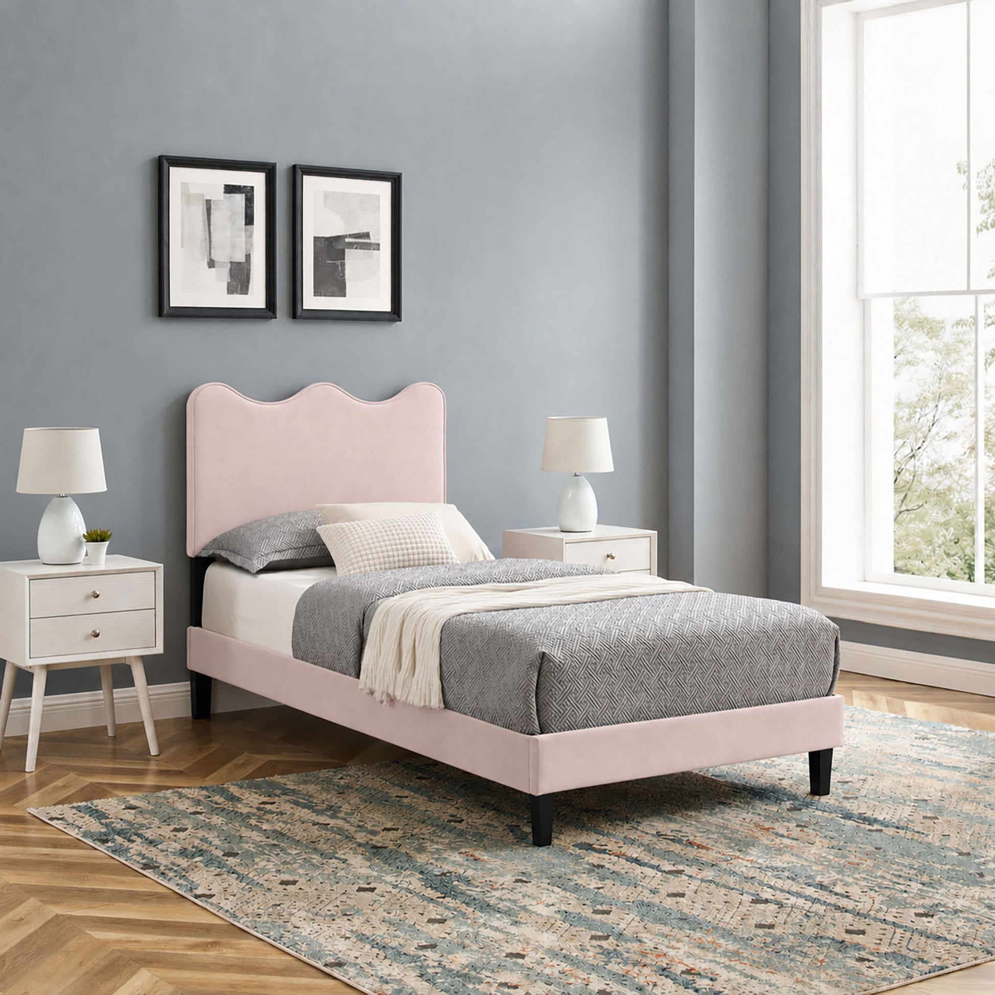 Current Performance Velvet Twin Platform Bed
