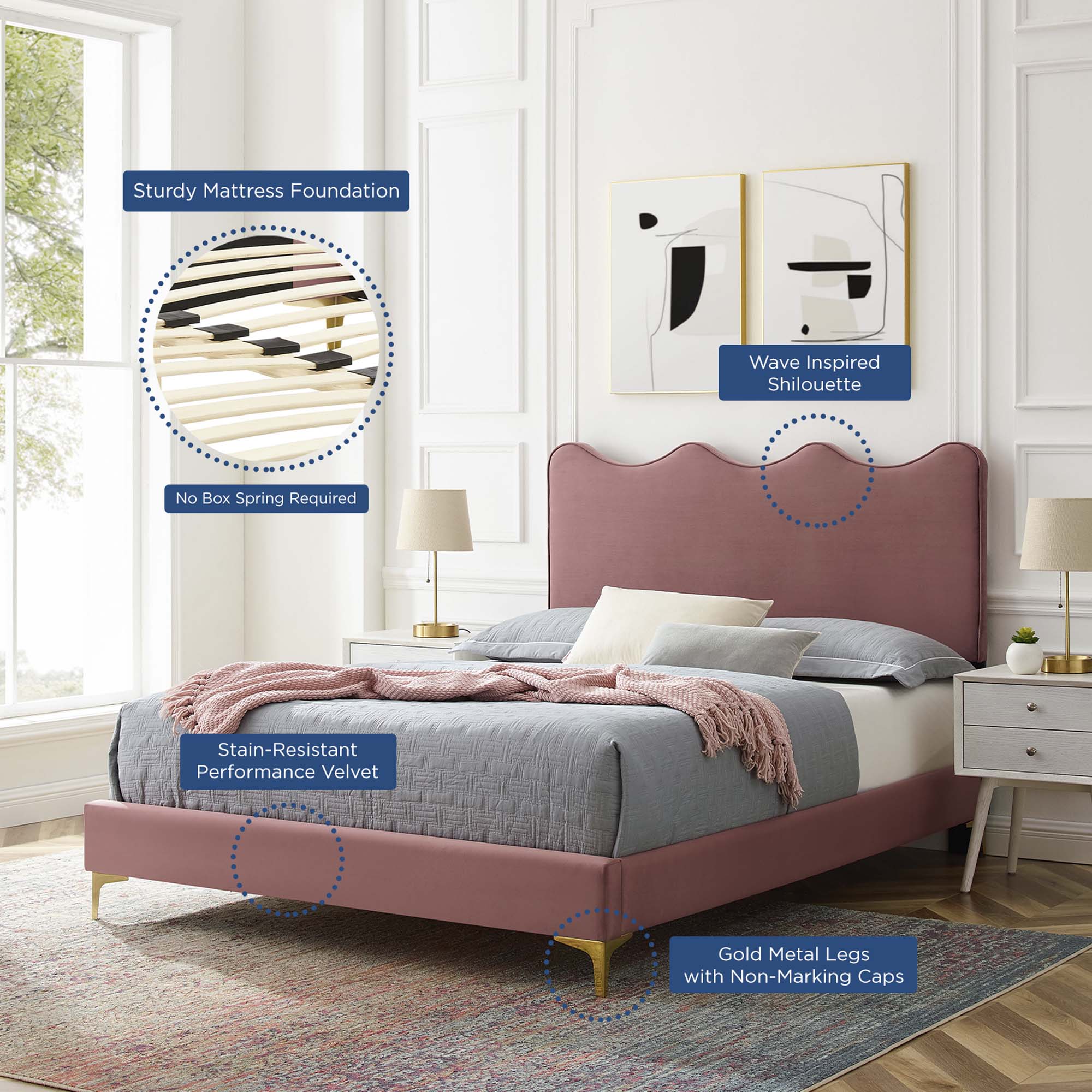 Current Performance Velvet Full Platform Bed