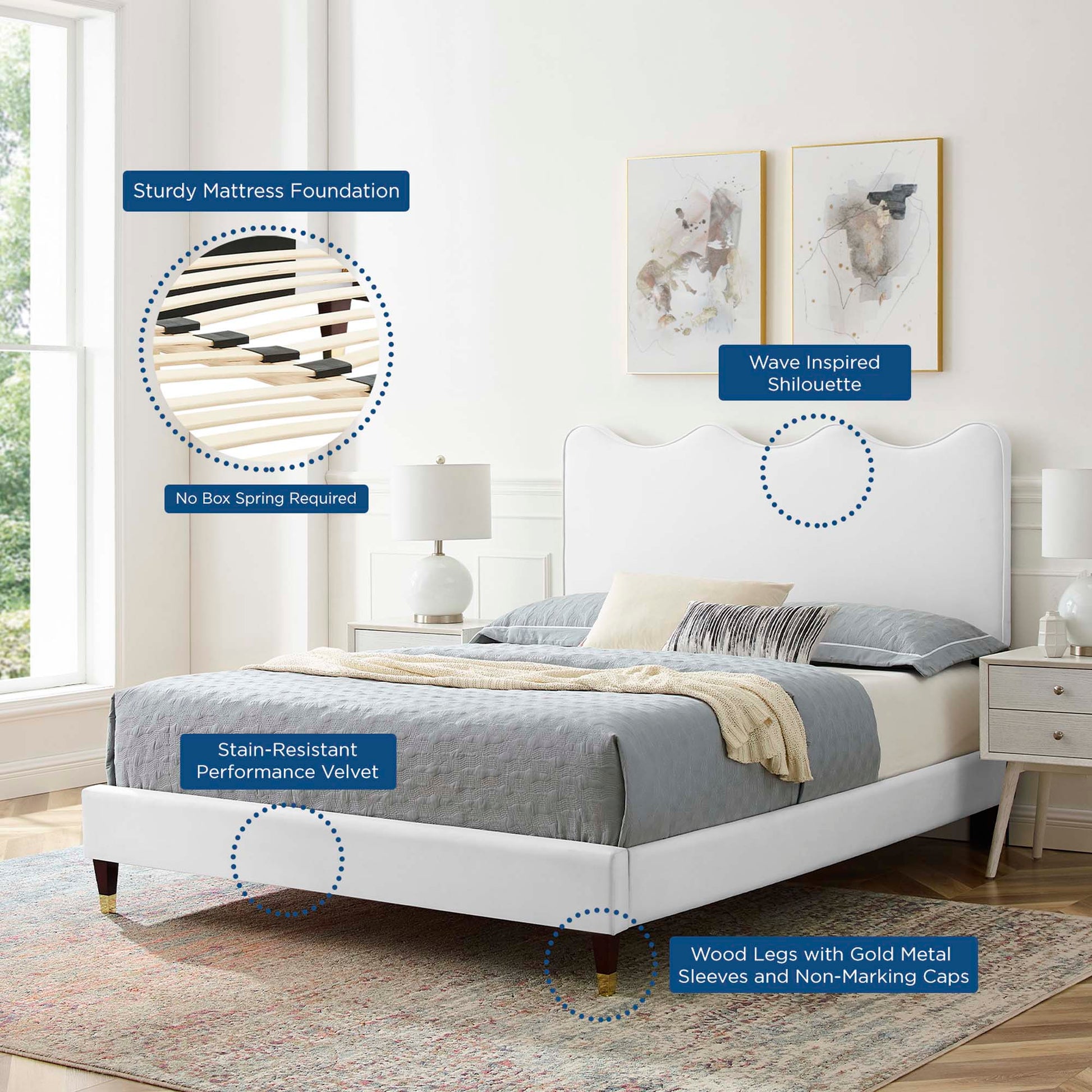 Current Performance Velvet Full Platform Bed